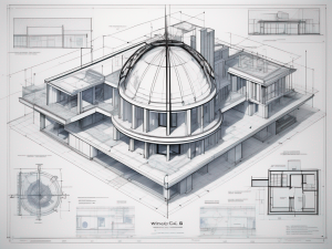 An intricate blueprint showcasing various architectural details of a building