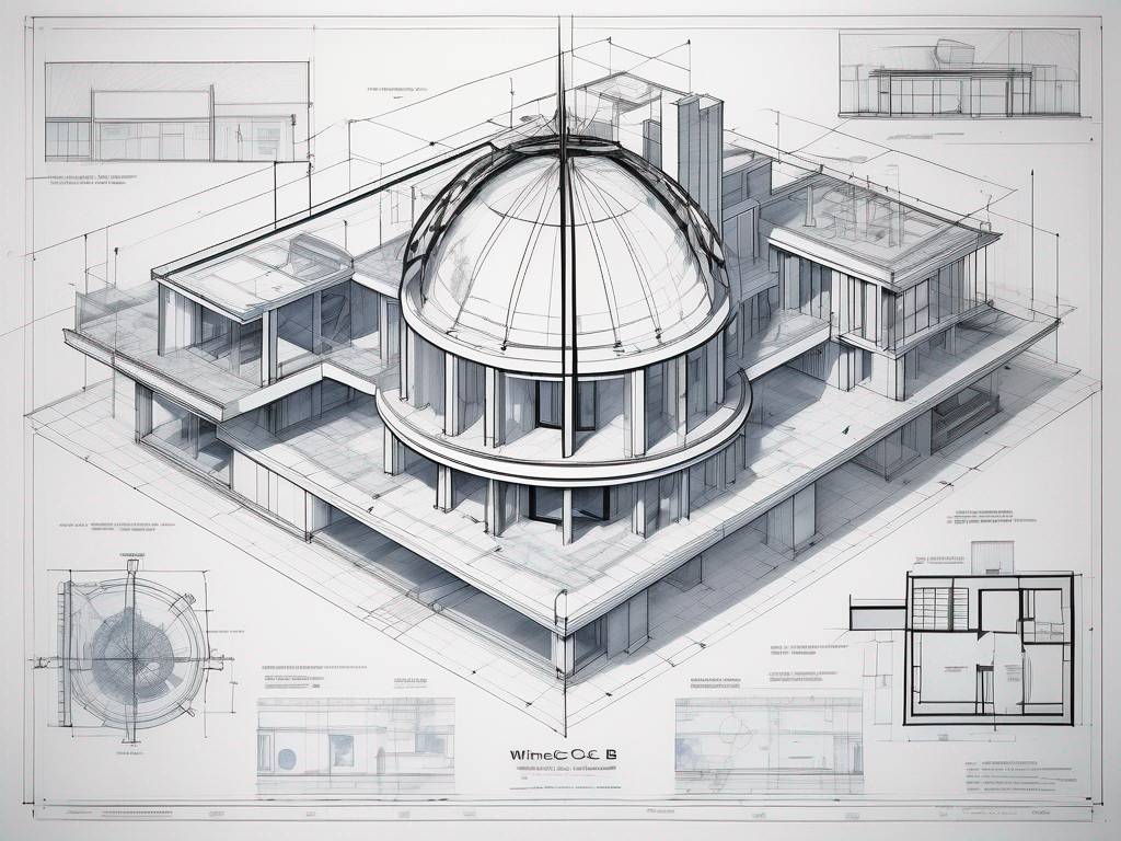 An intricate blueprint showcasing various architectural details of a building