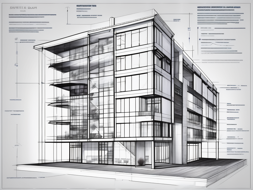 A detailed architectural blueprint of a building