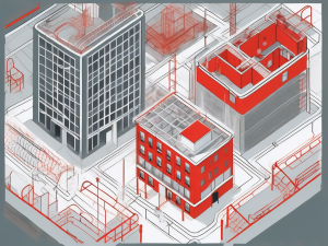 An intricate fire safety design blueprint